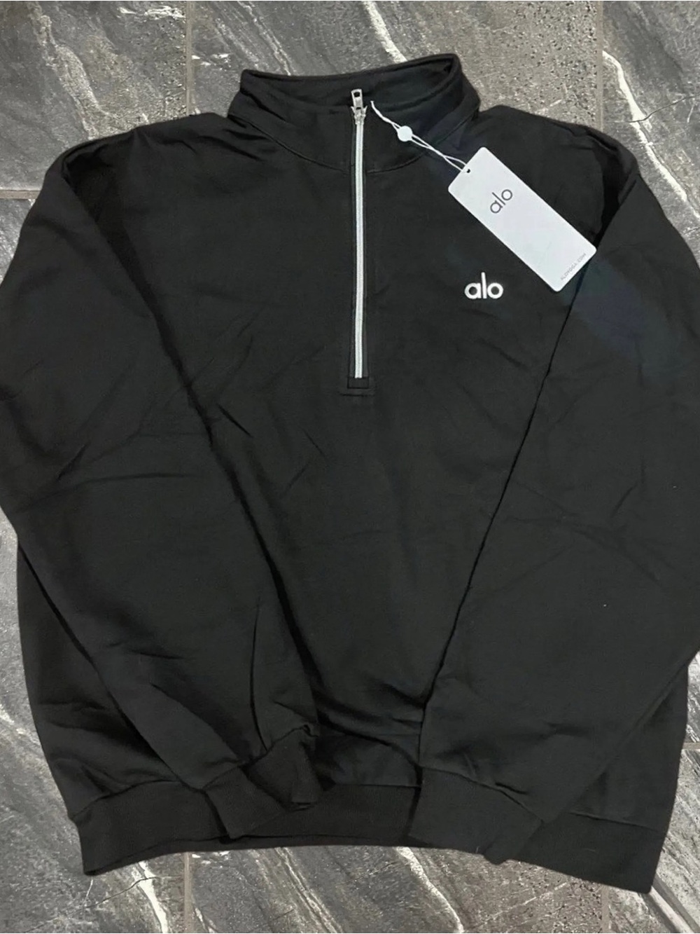 ALO Yoga Men's Black Half-Zip Pullover Sweatshirt